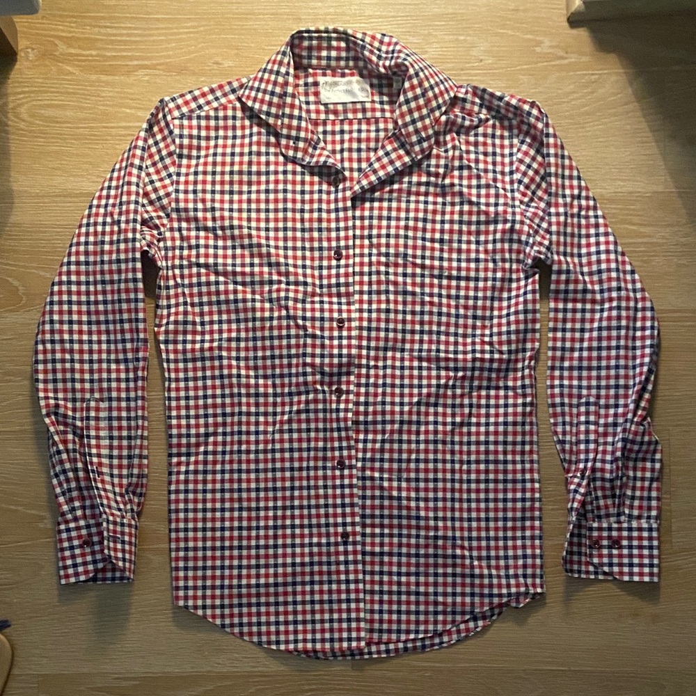 Lorenzo Uomo Red and Blue Plaid Dress Shirt